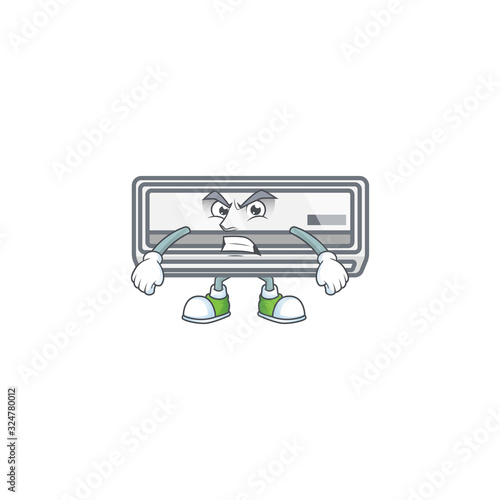 cartoon character of air conditioner with angry face