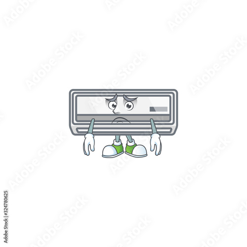 Cartoon character of a air conditioner having an afraid face