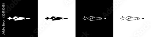 Set Marijuana joint, spliff icon isolated on black and white background. Cigarette with drug, marijuana cigarette rolled. Vector Illustration