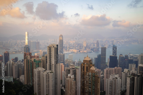 Victoria peak. View of Hong Kong and Victoria harbour