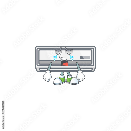 A crying air conditioner mascot design style