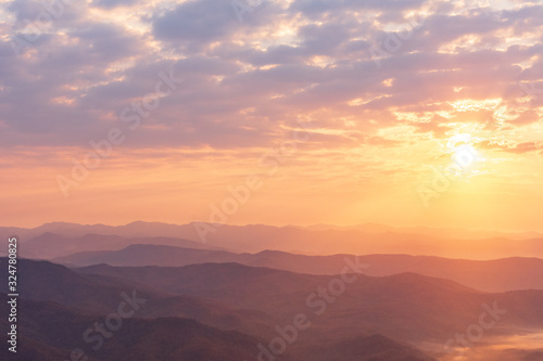  Mountains during sunset. Beautiful natural landscape in the summer time