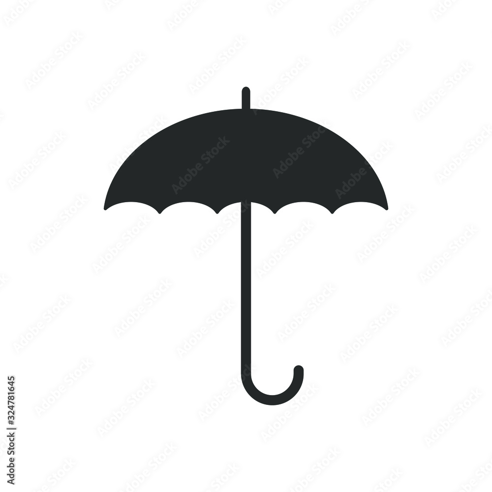 Umbrella icon symbol. Simple flat shape logo sign. Black silhouette isolated on white background. Vector illustration image. Umbrella icon symbol. Simple flat shape logo sign. Black silhouette isolated on white background. Vector illustration image.
