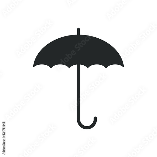 Umbrella icon symbol. Simple flat shape logo sign. Black silhouette isolated on white background. Vector illustration image.