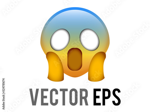 Vector gradient yellow and blue scary character face emoji icon