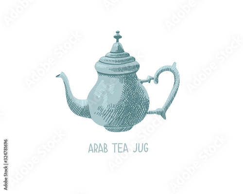 hand drawing sketch icon of oriental tea jug arab moroccan teapot