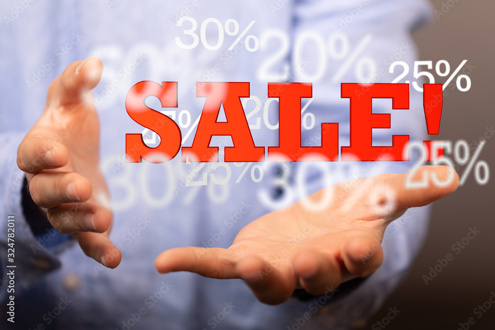 percent shopping digital in hand 3d. percent shopping digital in hand 3d.