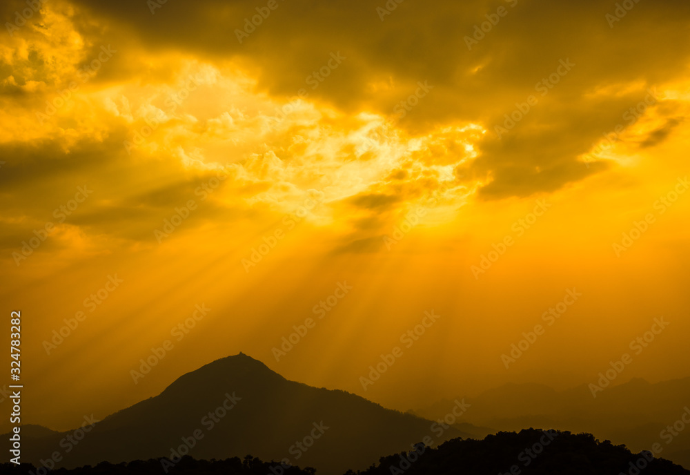  Mountains during sunset. Beautiful natural landscape in the summer time