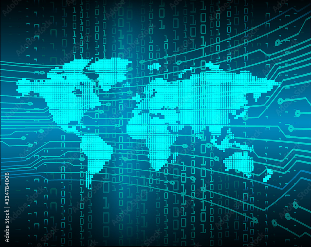 Blue world cyber circuit future technology concept background Blue world cyber circuit future technology concept background