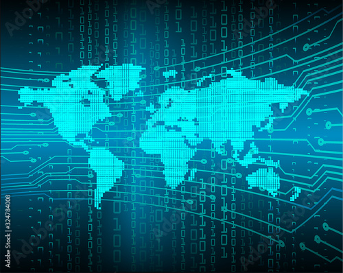 Blue world cyber circuit future technology concept background