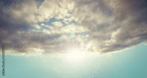 Blue sky and white cloud summer sun background.