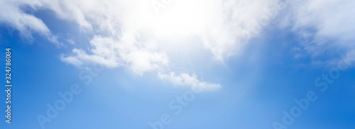 Fototapeta Naklejka Na Ścianę i Meble -  Blue sky and white cloud summer sun background.