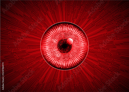 red eye cyber circuit future technology concept background