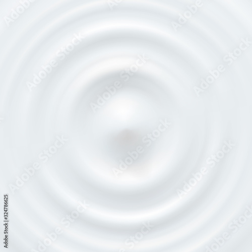 Milk circle ripple, splash water waves from drop top view on white background. Vector cosmetic cream, shampoo, milky product or yogurt swirl round texture surface template..