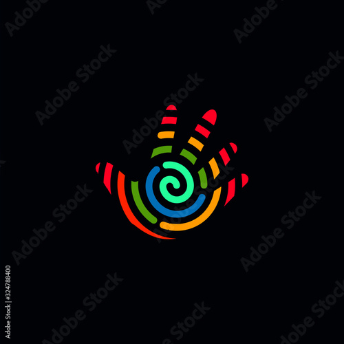 Hand logo waving hi colorful