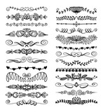 set of 25 doodle sketch drawing divider, wedding card design element or page decoration