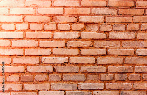 Red old brick wall texture background.