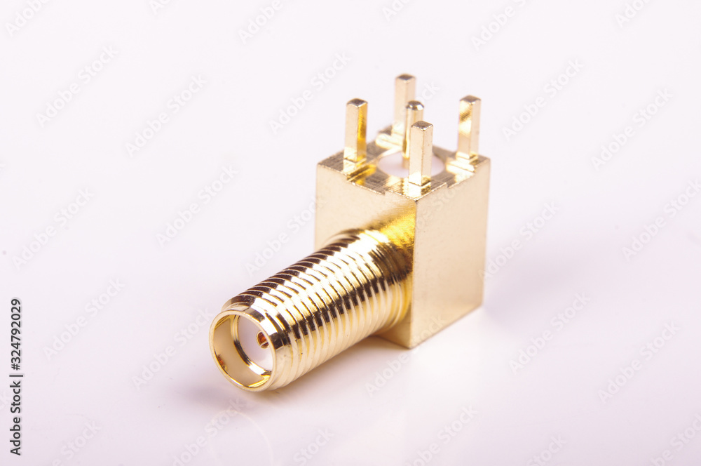 Female 90 degree angle SMA connector isolated Female 90 degree angle SMA connector isolated