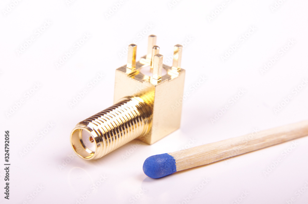 Female 90 degree angle SMA connector isolated Female 90 degree angle SMA connector isolated