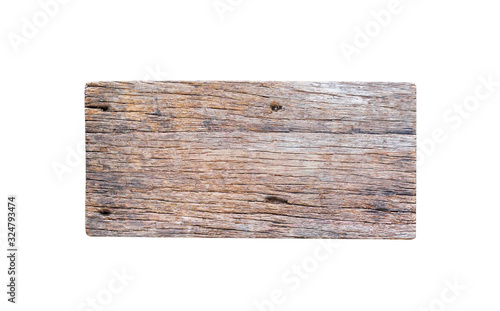 Old wood sign texture in horizontal seamless patterns isolated on white background with clipping path