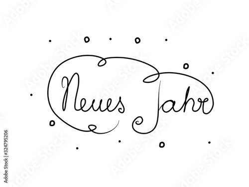 Neues Jahr phrase handwritten with a calligraphy brush. New Year in german. Modern brush calligraphy. Isolated word black