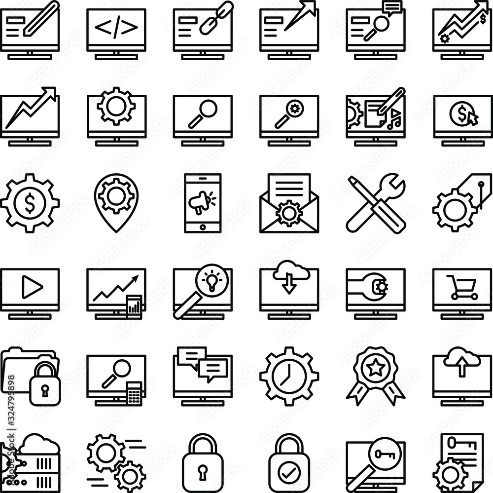 Fototapeta premium SEO and Web Development Icon Set - Internet Symbol Volume 1