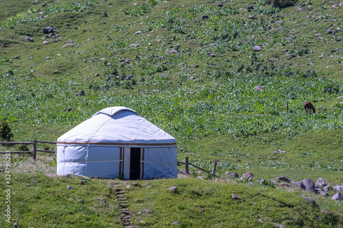 Kyrgyz yurt in the mountains, Altyn-arashan, Kyrgyzstan.