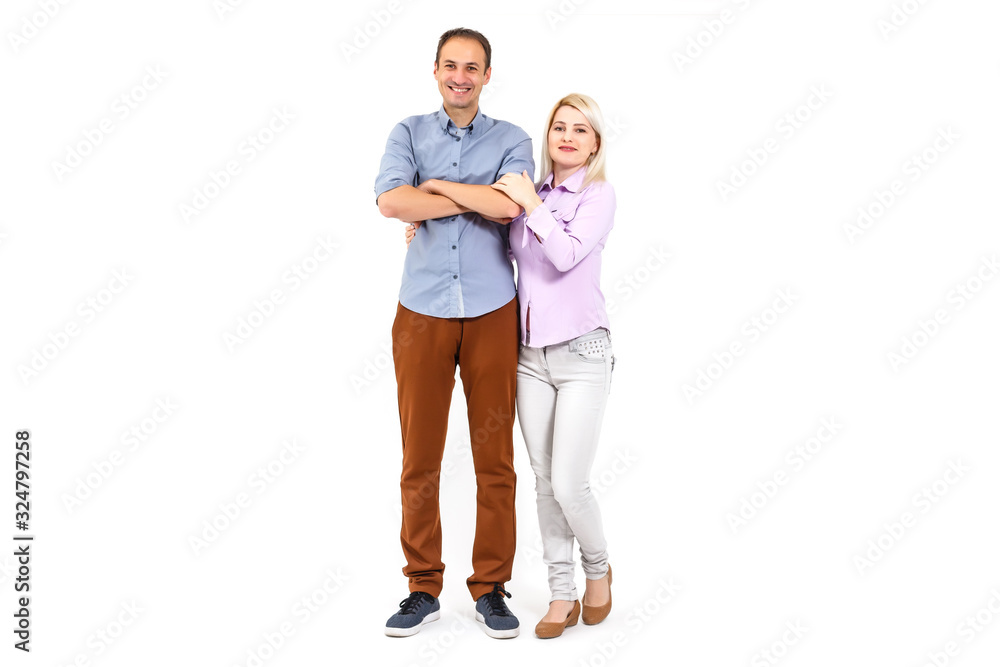 portrait of young couple isolated on white portrait of young couple isolated on white