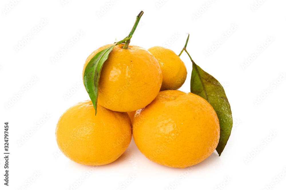 mandarins with leaf isolated on white background mandarins with leaf isolated on white background