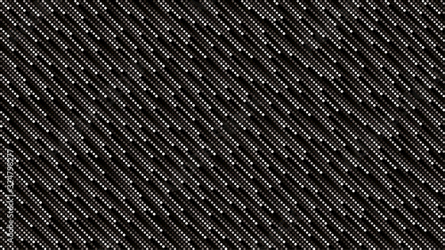 Black and white cosmic rain of halftone dots. Vector background 16x9. No transparent, no gradients.