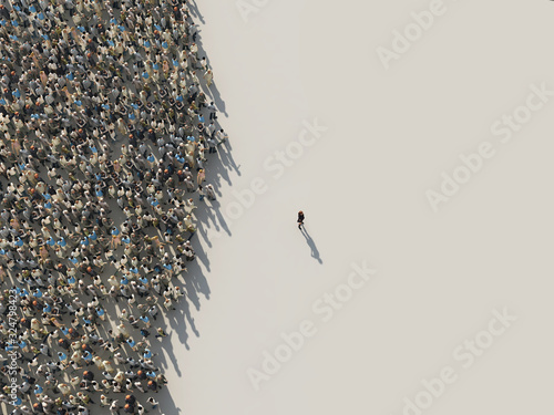 Tablou canvas crowd and leader, top view