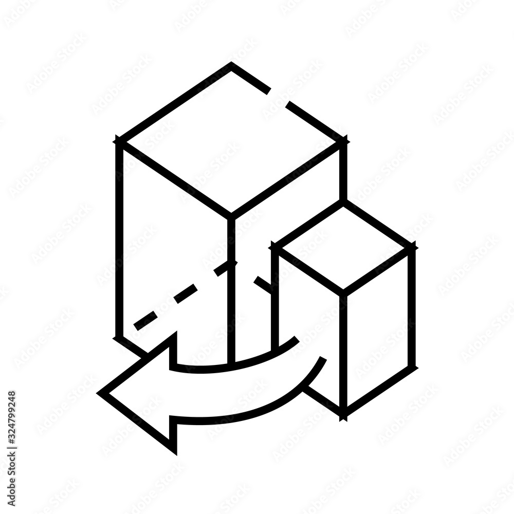 3d objects line icon, concept sign, outline vector illustration, linear symbol. 3d objects line icon, concept sign, outline vector illustration, linear symbol.