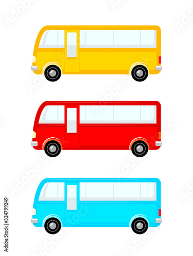Bus icon set different colo...