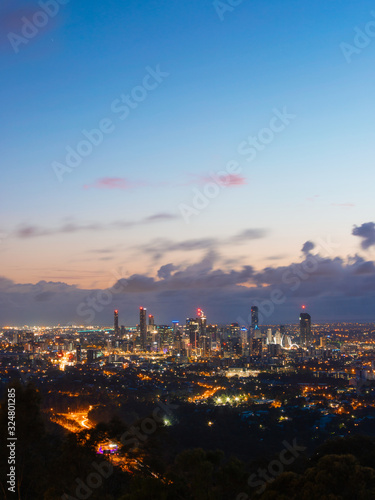 Night view of Brisbane CBD skyline.