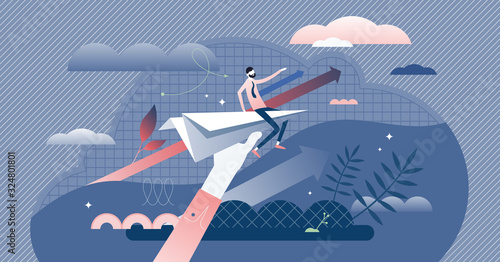 Business vision direction concept, flat tiny businessman person vector illustration