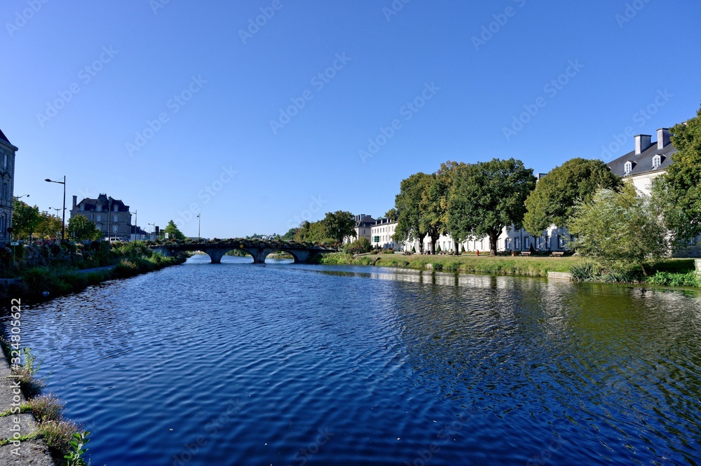 Le Blavet, Canal de Nantes à Brest, Pontivy. Morbihan, Bretagne, France