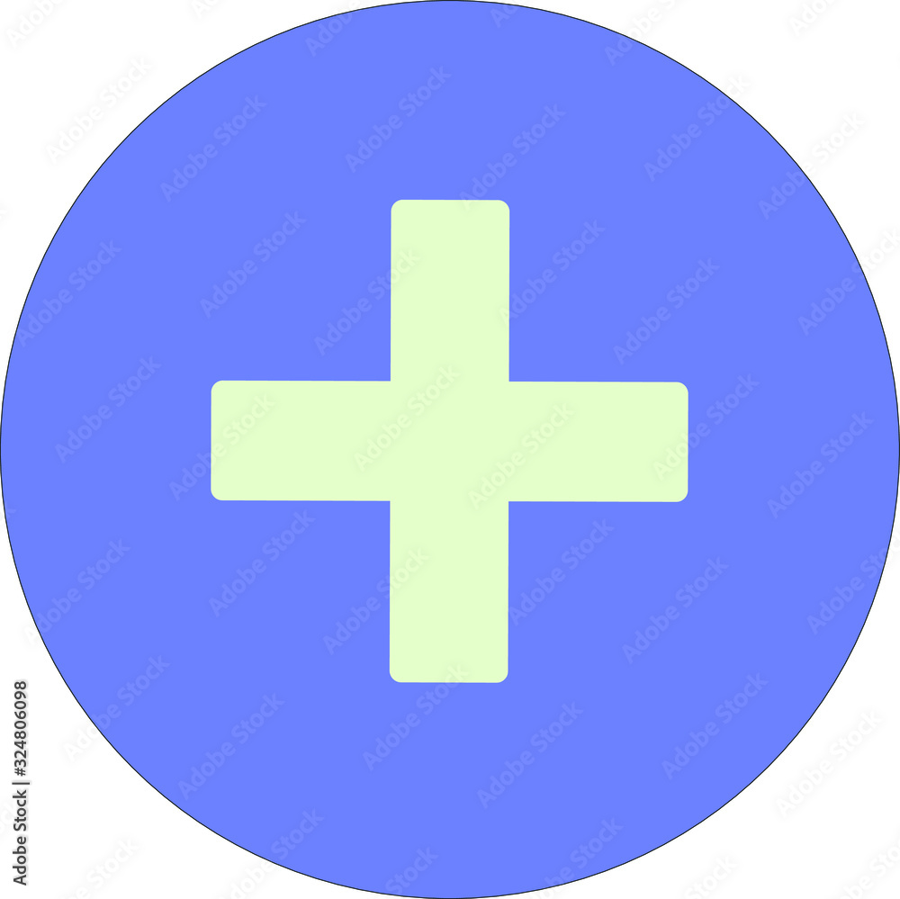 Obraz premium Cross in a blue circle on a white background.