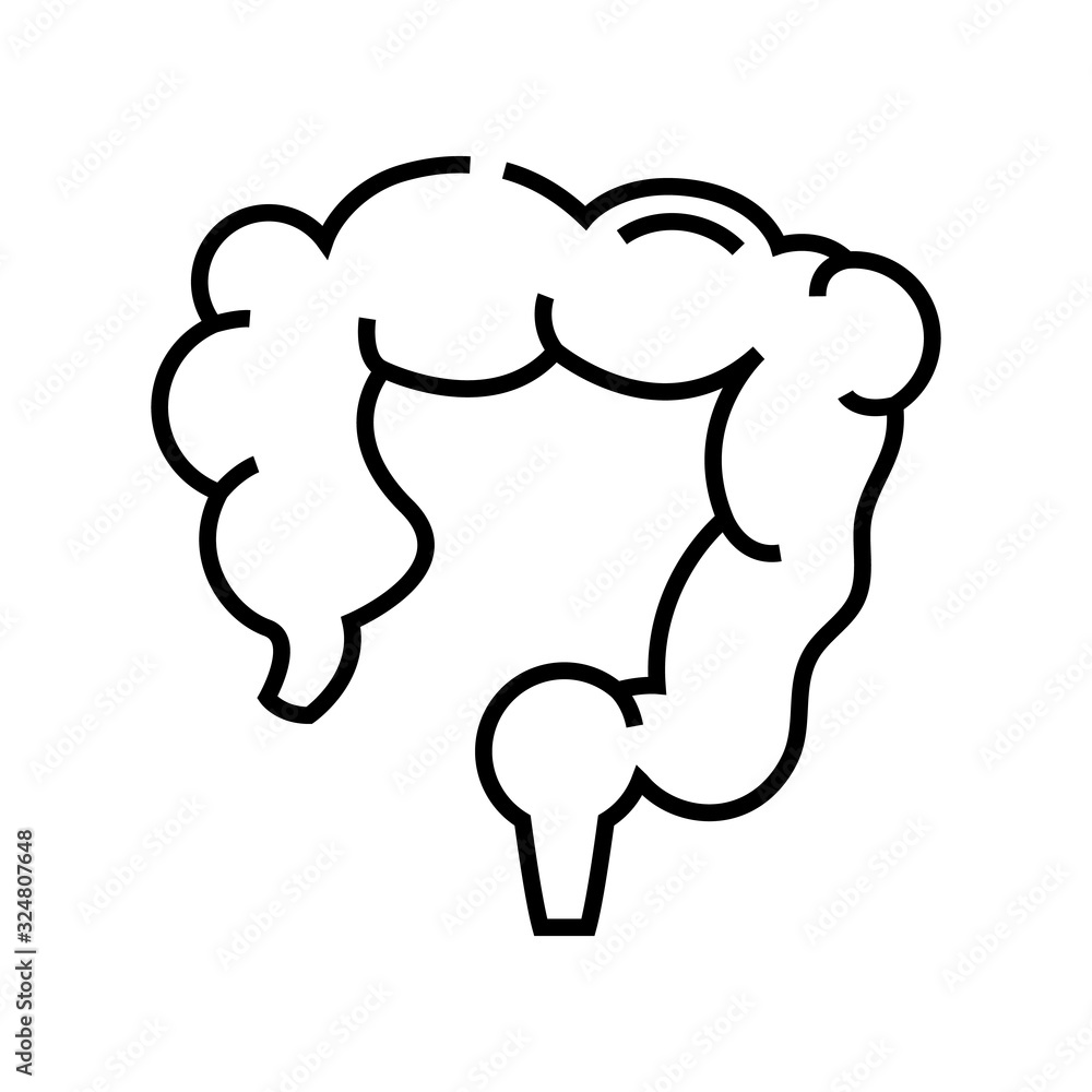 Bowel line icon, concept sign, outline vector illustration, linear symbol. Bowel line icon, concept sign, outline vector illustration, linear symbol.