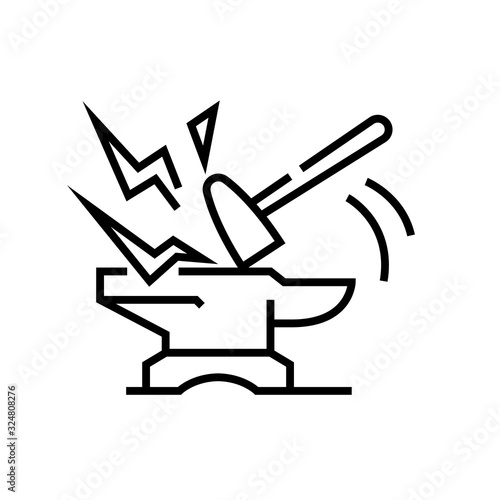 Blacksmith line icon, concept sign, outline vector illustration, linear symbol.