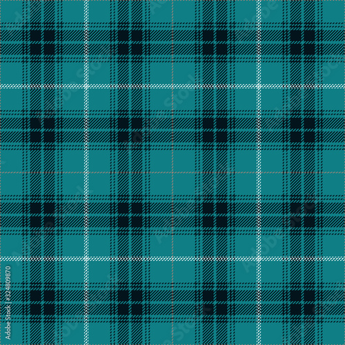 Turquoise blue and black tartan plaid design. Scottish textile pattern blend. 