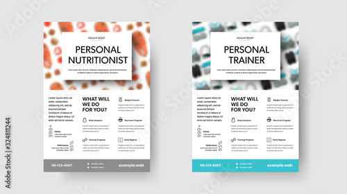 Banner design on a white background, the theme of sports and nutrition, for advertising in stories.