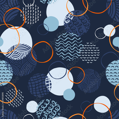 Cute hand drawn doodle circles seamless pattern, abstract background, great for textiles, banners, wallpapers, wrapping - vector design