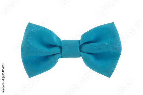 Blue bow tie isolated on white background with clipping path 