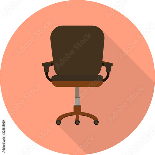 Vector flat Office Chair icon isolated on a red background and has shadow. Used in offices, departments, universities, and schools which is suitable for business people, students and office workers.