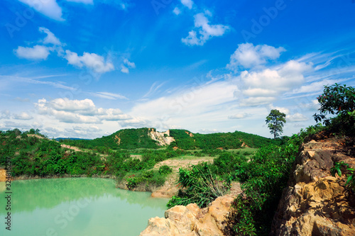 China clay mine and pond