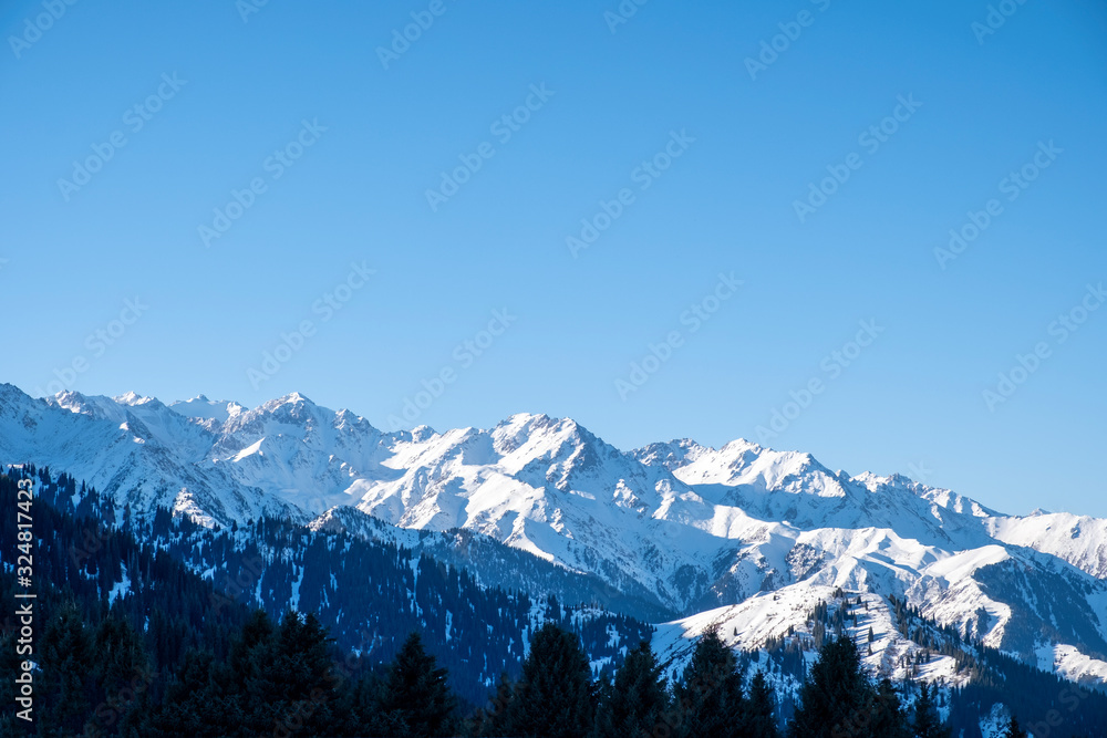 Beautiful Tien shan mountains in winter.