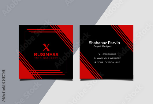 Square business card design template