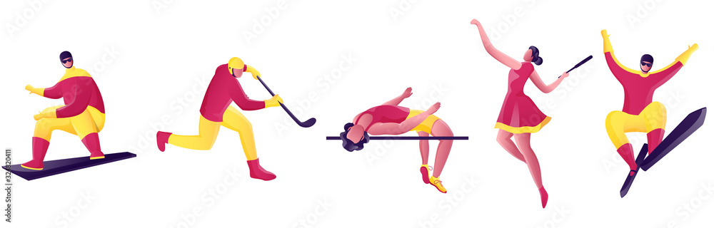 Athletics Character in Different Gaming Poses. Athletics Character in Different Gaming Poses.