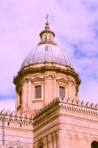 Palermo Cathedral. Vintage style filtered colors.