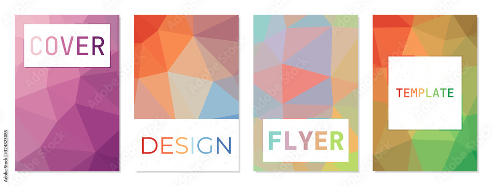 A4 brochure cover sheets. Can be used as cover, banner, flyer, poster, business card, brochure. Beautiful geometric background collection. Cool vector illustration.